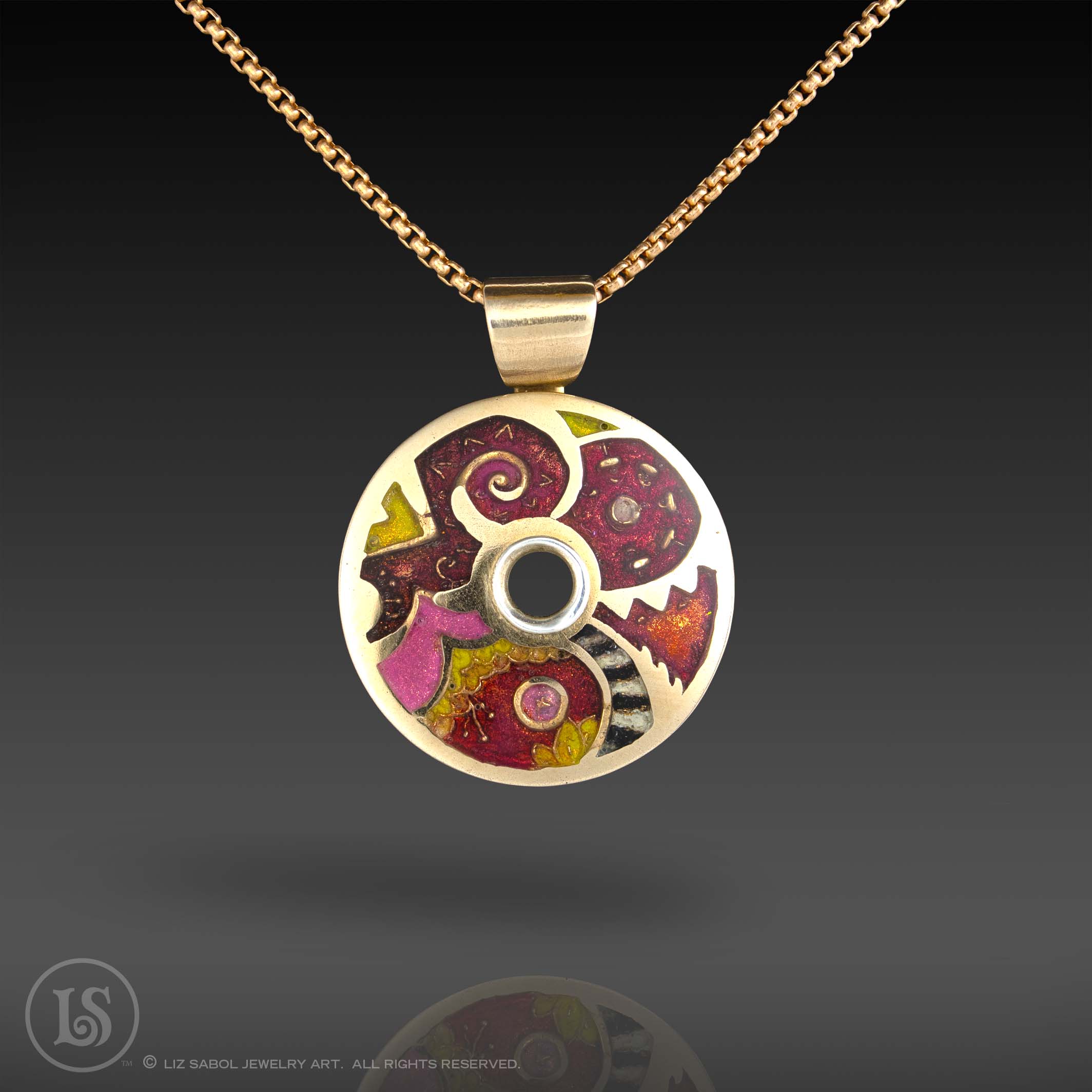 Magenta Paisley Pendant, Bronze