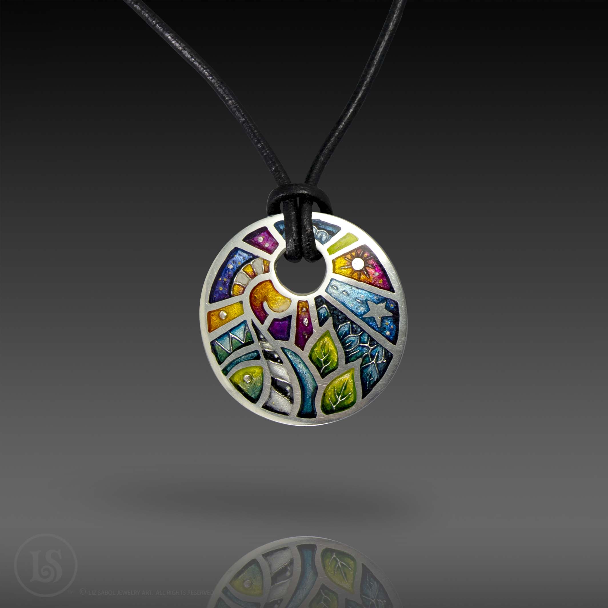 Surreal Midnight Pendant, 960 sterling silver