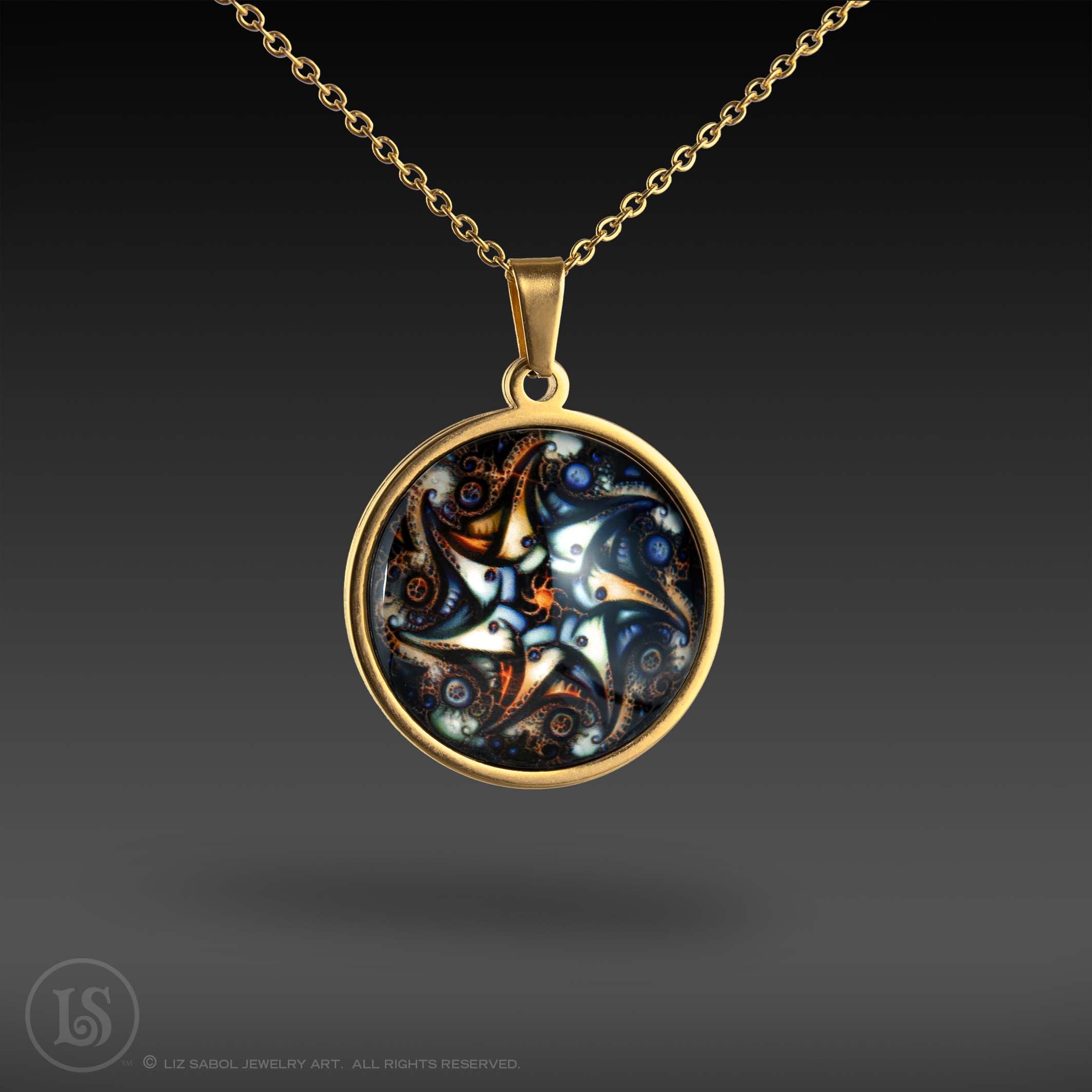 Vintage Dreams Mandala 24 Pendant, Glass, Gold-plated Stainless Steel